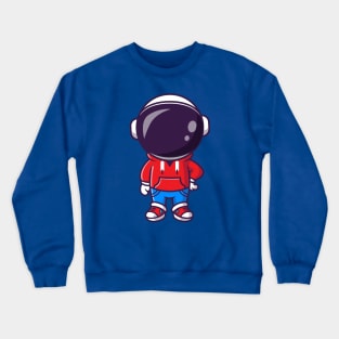 Cute Cool Astronaut With Jacket And Jeans Cartoon Crewneck Sweatshirt